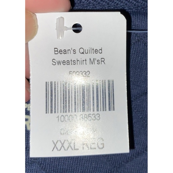 LL Bean Quilted Sweatshirt Mens 3XL Navy Snap Pullover Mock Neck Logo Outdoors - Picture 9 of 15